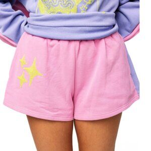 Queen of Sparkles Purple & Pink Colorblock Green QOS Logo Shorts